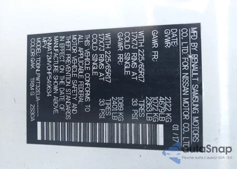 2017 Nissan Rogue S z USA, uszkodzony, nr VIN KNMAT2MV0HP549634